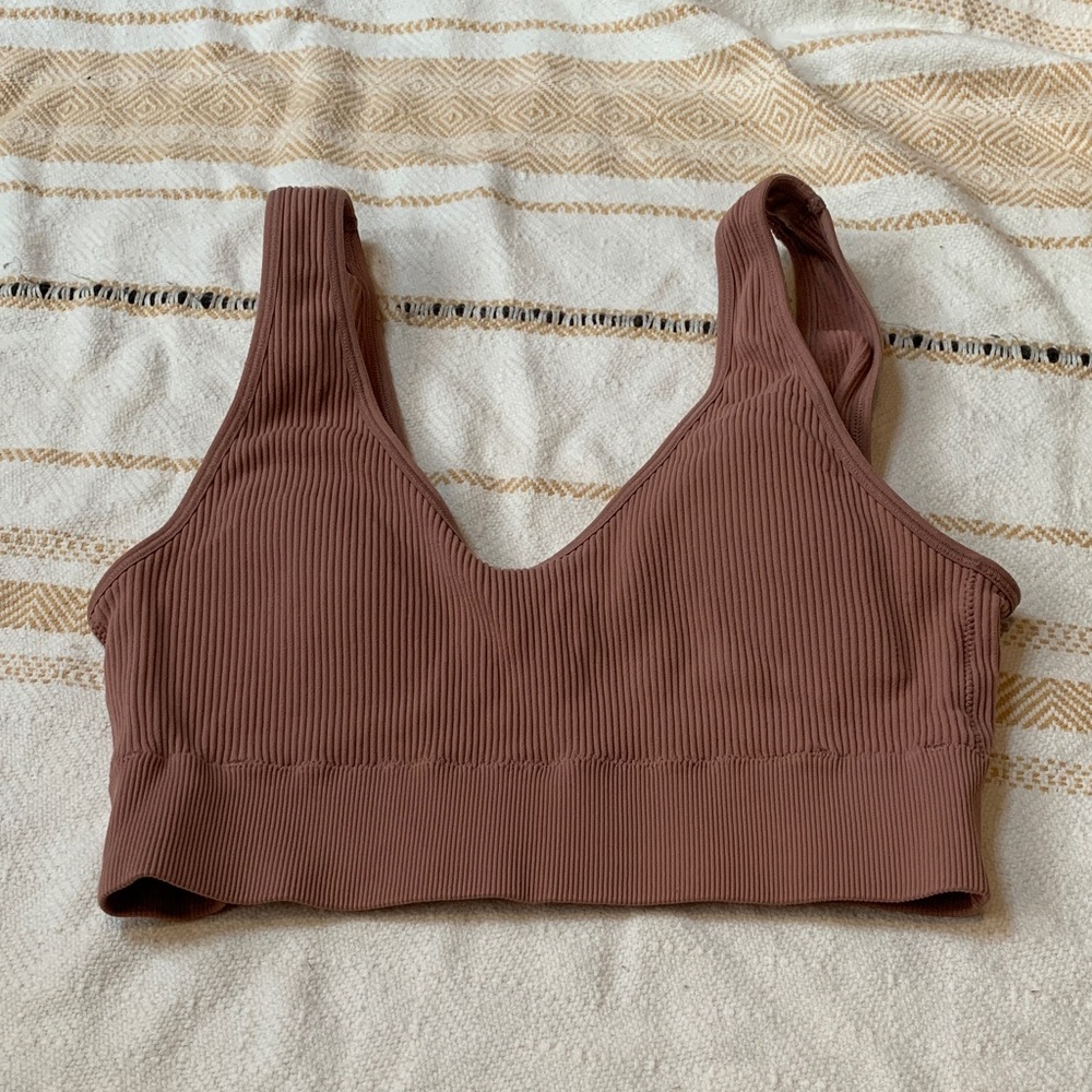 Aerie Seamless Padded Lightly Ribbed Bralette Size Large